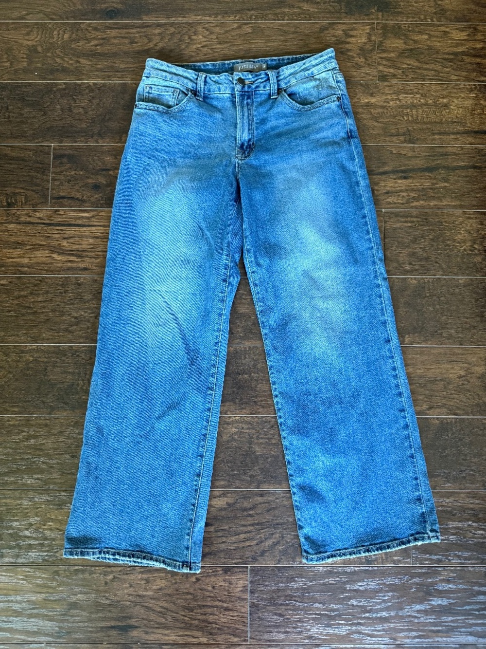 Just USA Wide Leg Jeans Size 8 High Rise Ankle Stretch Denim EUC